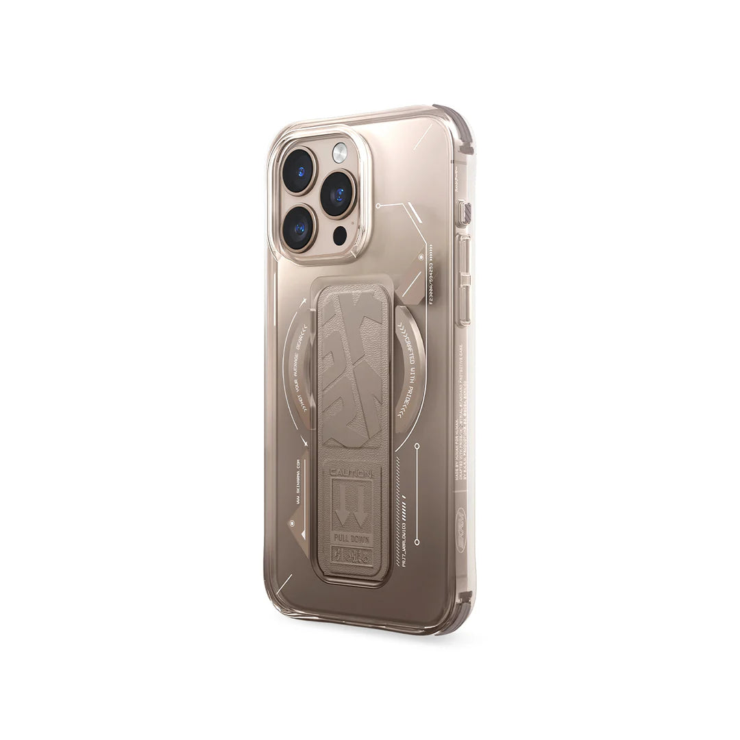 Skinarma iPhone 16 Pro Helio Magsafe Case With Grip Stand Gold Skinarma iPhone 16 Pro Helio Magsafe Case With Grip Stand Gold